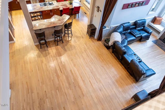 living room featuring light wood-type flooring