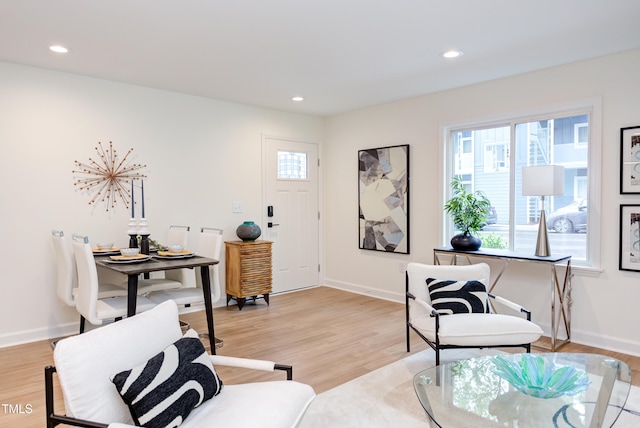 home office featuring light hardwood / wood-style floors