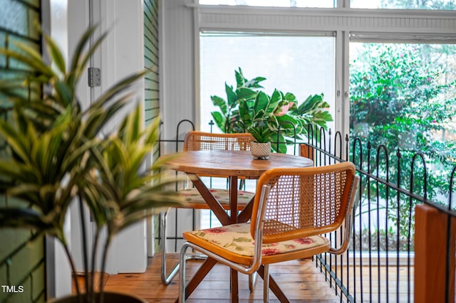 interior space with hardwood / wood-style floors