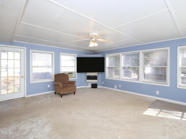 unfurnished room featuring carpet flooring and ceiling fan