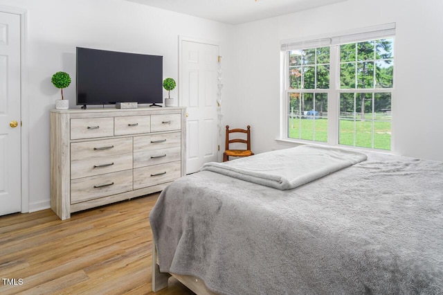 bedroom with light hardwood / wood-style flooring