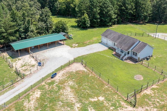 aerial view with a rural view