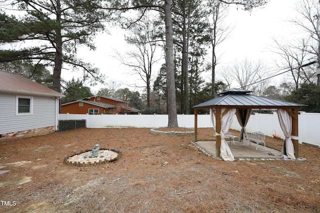 view of yard with a gazebo