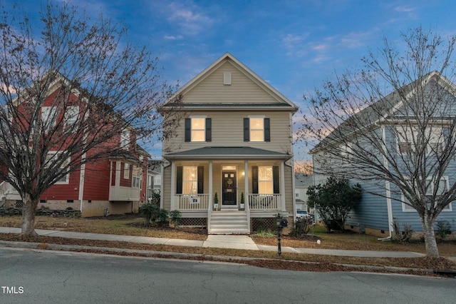 front facade with a porch