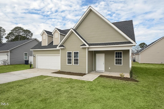 view of front of house featuring a porch and a front lawn