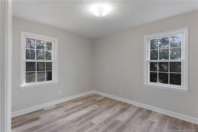 spare room featuring light wood-type flooring