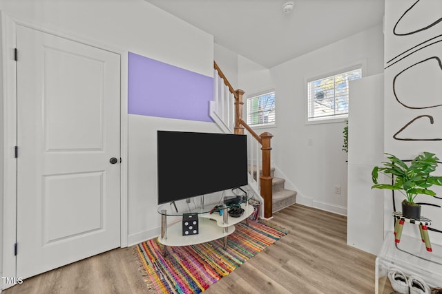 living room featuring light hardwood / wood-style flooring