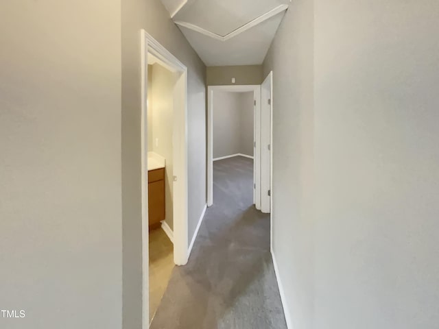 311 Burnette St, Durham, NC 27707 - hall featuring baseboards and attic access