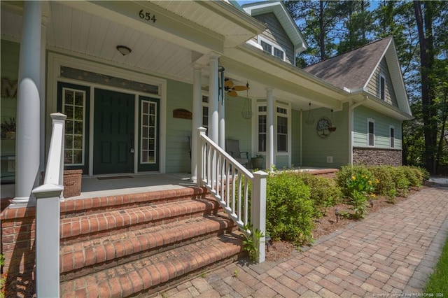 654 Titmouse Ct, Vass, NC 28394 - doorway to property with a porch and roof with shingles