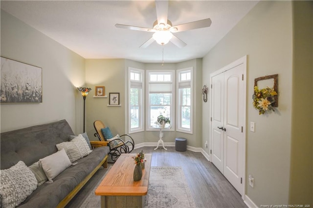 654 Titmouse Ct, Vass, NC 28394 - living area featuring wood finished floors and ceiling fan