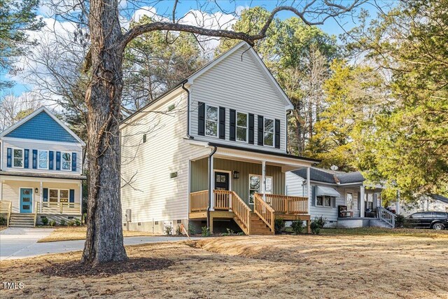 front facade with a porch