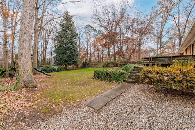 view of yard with a playground