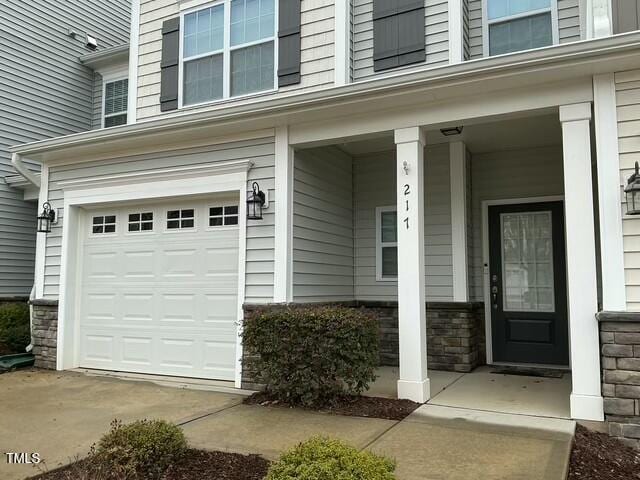 entrance to property with a garage