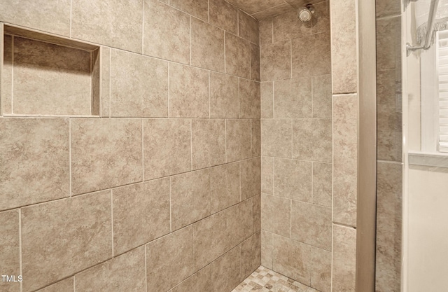 interior details featuring tiled shower