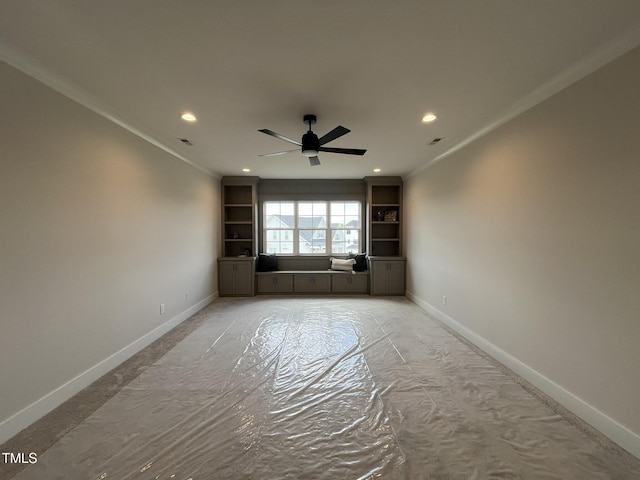 25 Deer Tail Ln Lot 52, Fuquay Varina, NC 27526 - unfurnished room with ornamental molding, baseboards, recessed lighting, and a ceiling fan