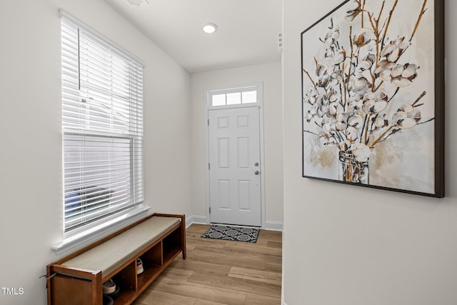 foyer entrance featuring light hardwood / wood-style flooring