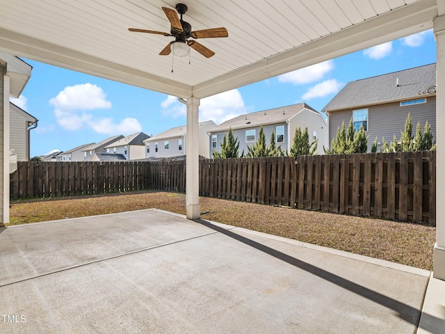 view of patio / terrace featuring ceiling fan