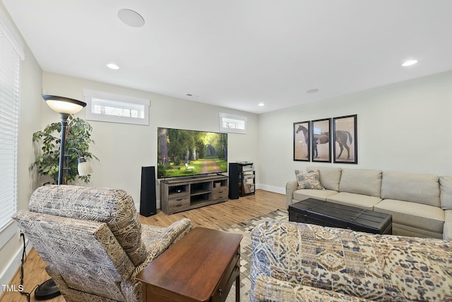 living room featuring light hardwood / wood-style floors