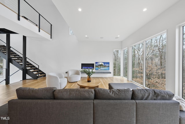 living room with hardwood / wood-style flooring