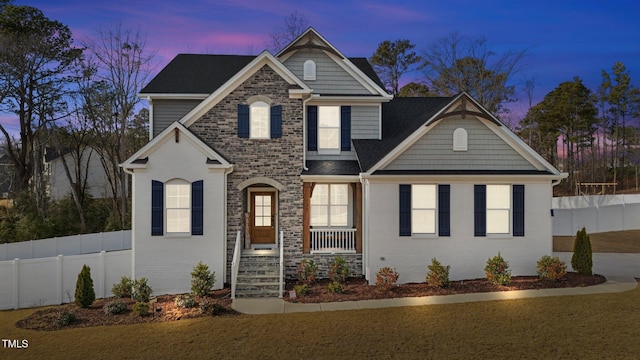 view of front of home with covered porch