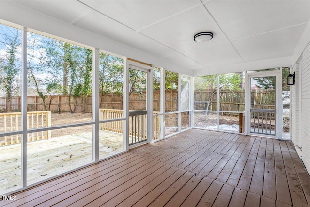 view of unfurnished sunroom