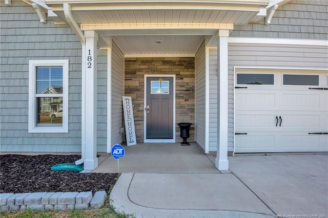 entrance to property with a garage