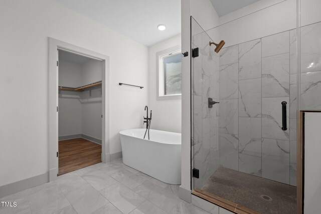 bathroom with plus walk in shower