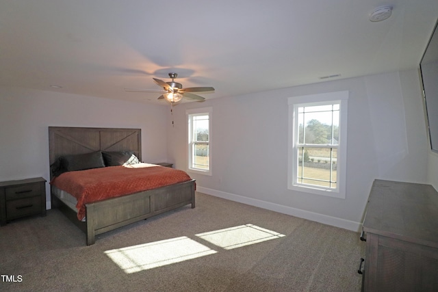 bedroom with carpet floors and ceiling fan