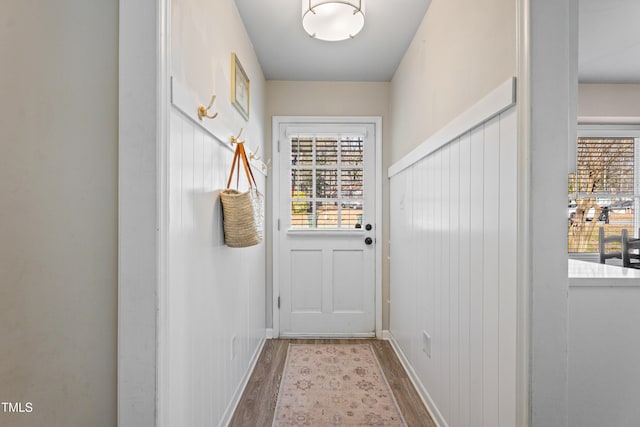 doorway to outside featuring hardwood / wood-style floors