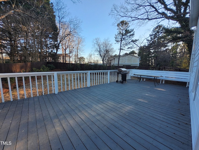 deck with a grill