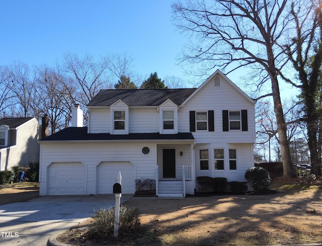 view of front property with a garage