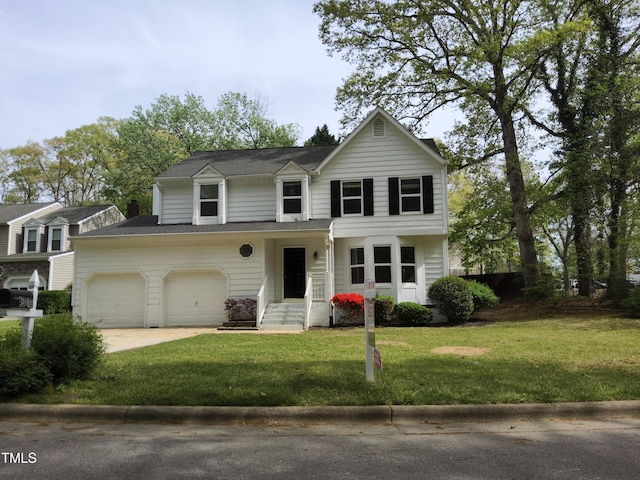 4300 Hickory Ridge Dr, Raleigh, NC 27609 - traditional-style home featuring a front yard, concrete driveway, and an attached garage