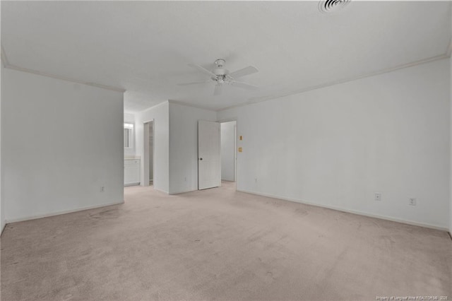 empty room with light carpet and ceiling fan