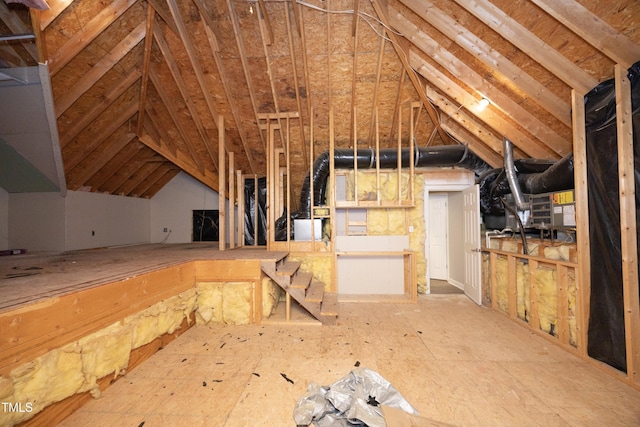 view of unfinished attic