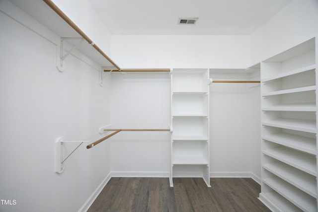 walk in closet featuring dark hardwood / wood-style floors