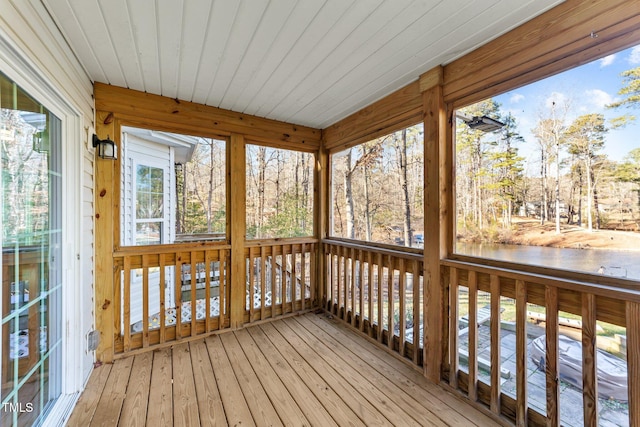 view of unfurnished sunroom