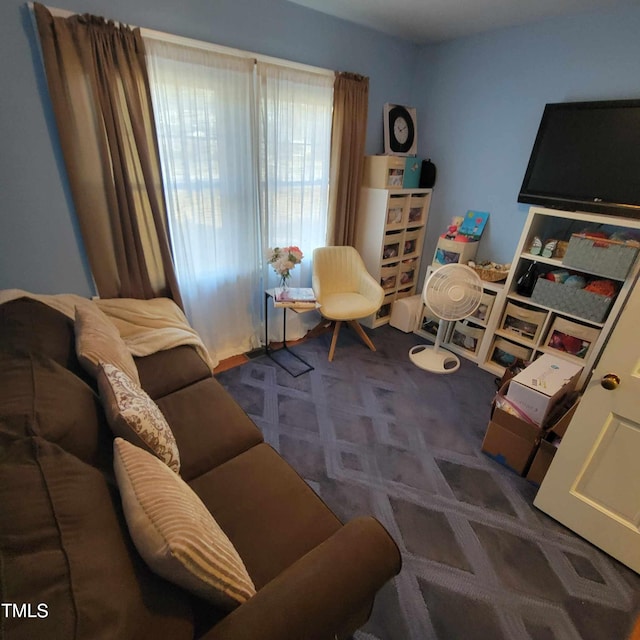 living room featuring carpet floors