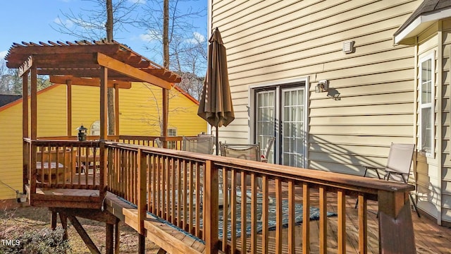 deck featuring a pergola