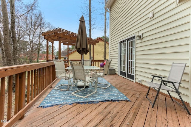 deck featuring a pergola