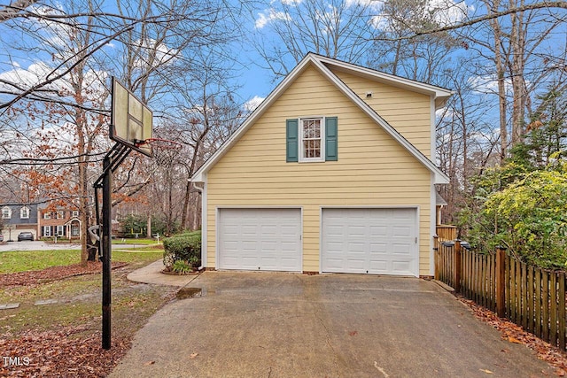 exterior space with a garage