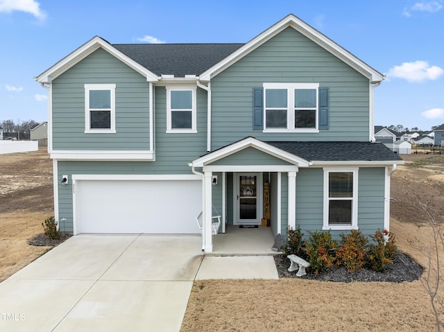 view of front facade with a garage