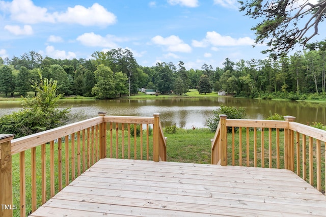 deck with a water view