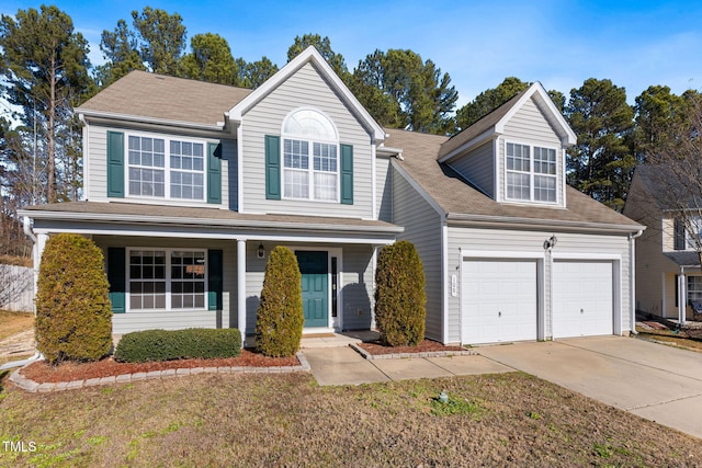 view of front property with a garage