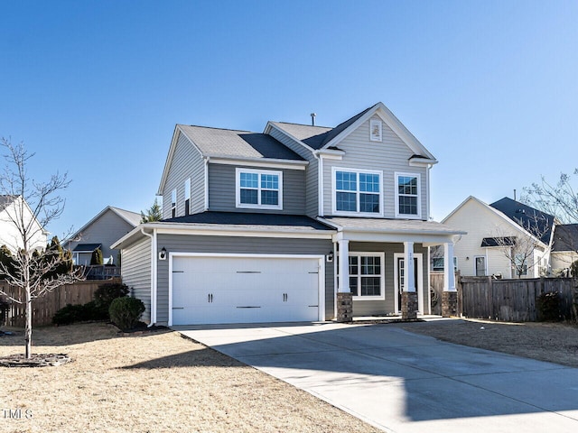 view of front of property with a garage