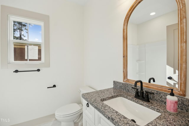 bathroom with toilet and vanity