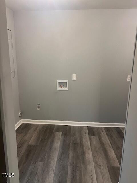 clothes washing area with washer hookup and dark hardwood / wood-style floors