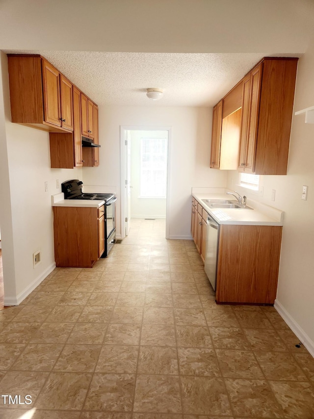 kitchen with stainless steel dishwasher, range with electric stovetop, plenty of natural light, and sink