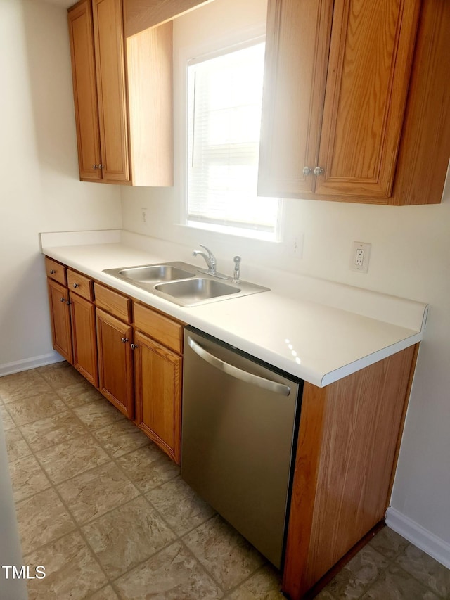 kitchen with stainless steel dishwasher and sink