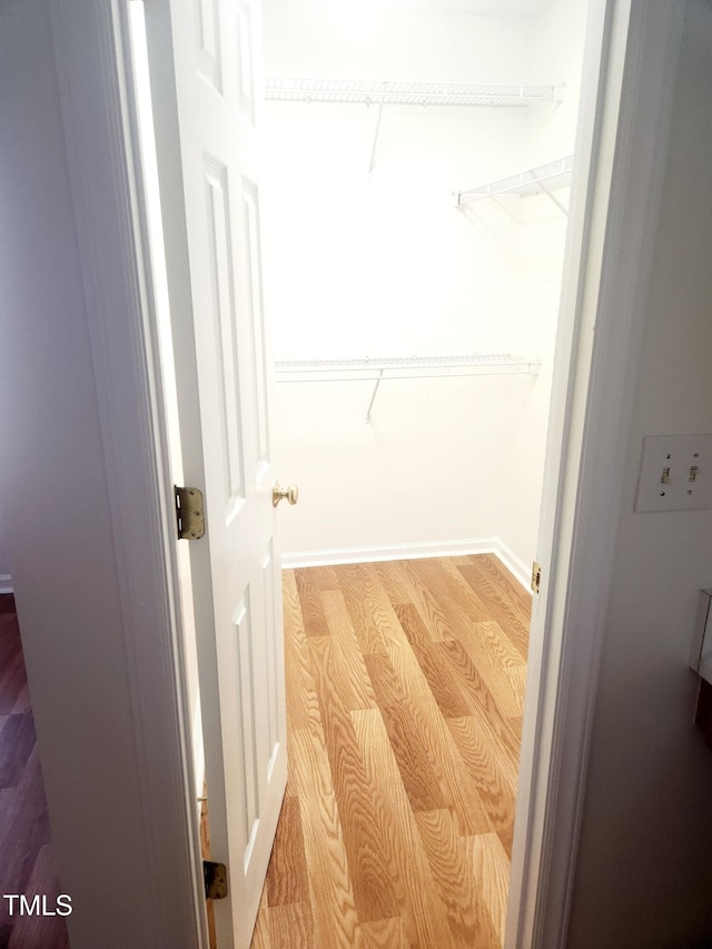 walk in closet featuring light hardwood / wood-style floors