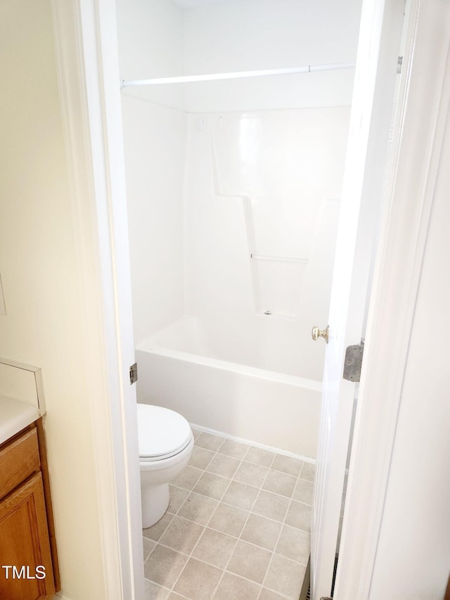 full bathroom with shower / bathing tub combination, vanity, and toilet